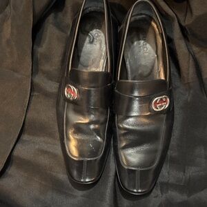 Gucci Men's Black Leather Slip-On Loafers